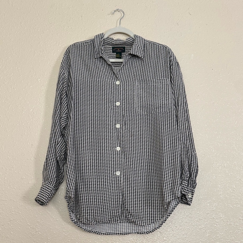 Charter Club Vintage 100% Silk Houndstooth Print Blouse - Picture 1 of 5